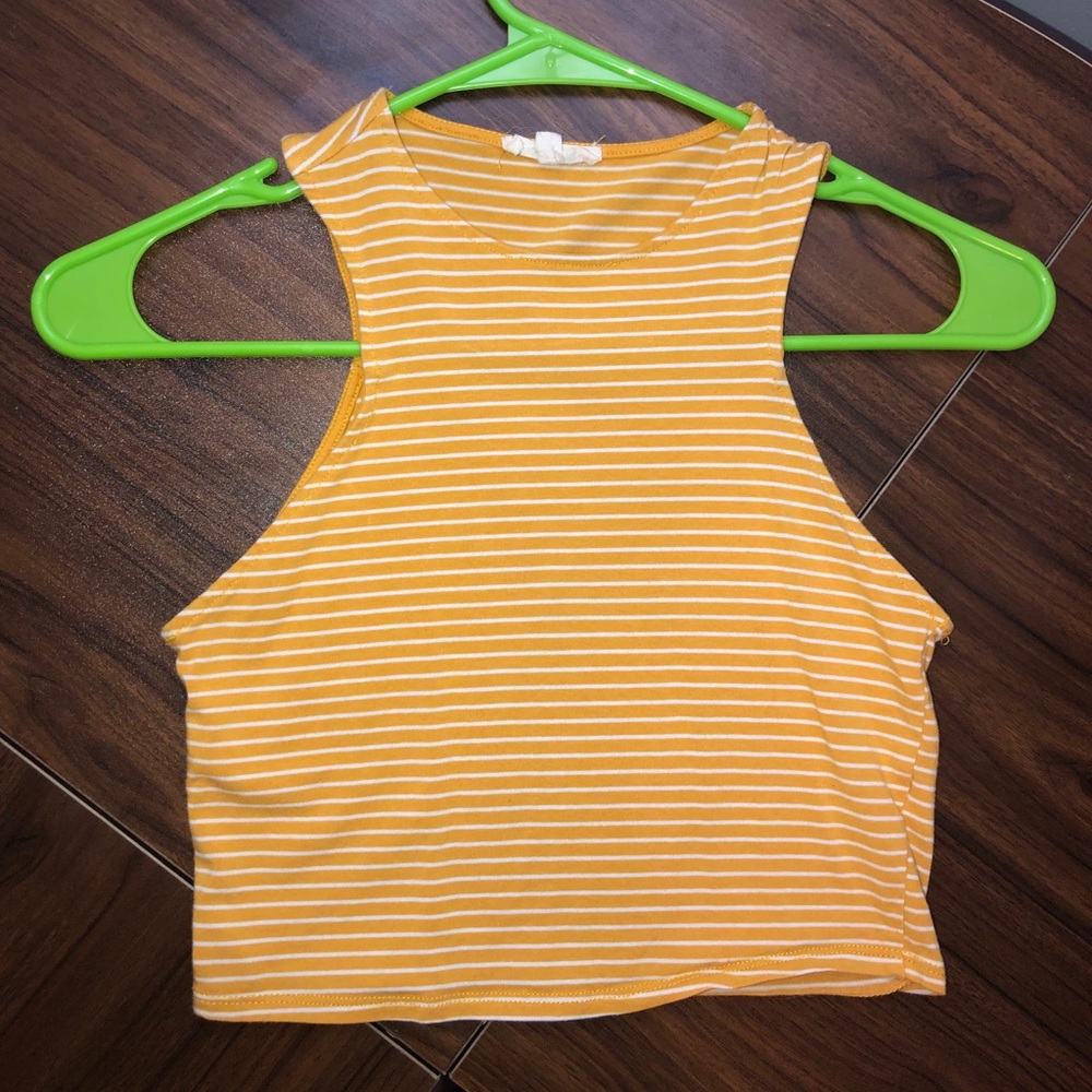 Yellow and White Stripped Crop Top